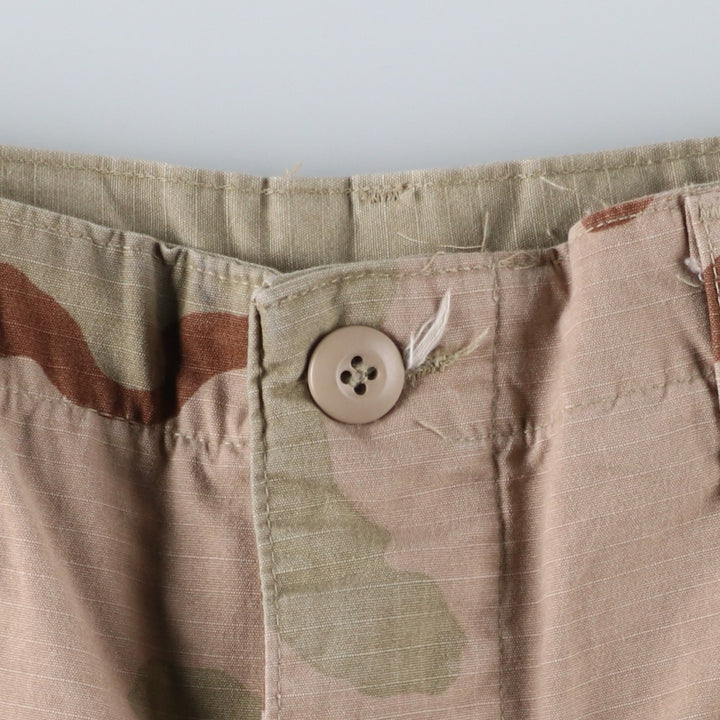 90'S US Military Camouflage Pattern 3C Desert Camo Ripstop Military Cargo Combat Pants, Made in USA, Men's Size W30 Nylon Khaki type Vintage Second Hand