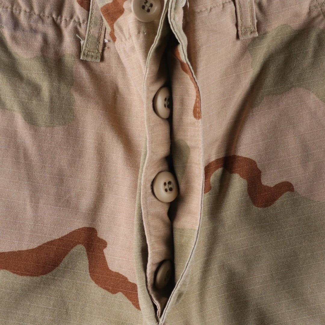 90'S US Military Camouflage Pattern 3C Desert Camo Ripstop Military Cargo Combat Pants, Made in USA, Men's Size W30 Nylon Khaki type Vintage Second Hand