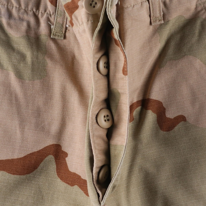 90'S US Military Camouflage Pattern 3C Desert Camo Ripstop Military Cargo Combat Pants, Made in USA, Men's Size W30 Nylon Khaki type Vintage Second Hand