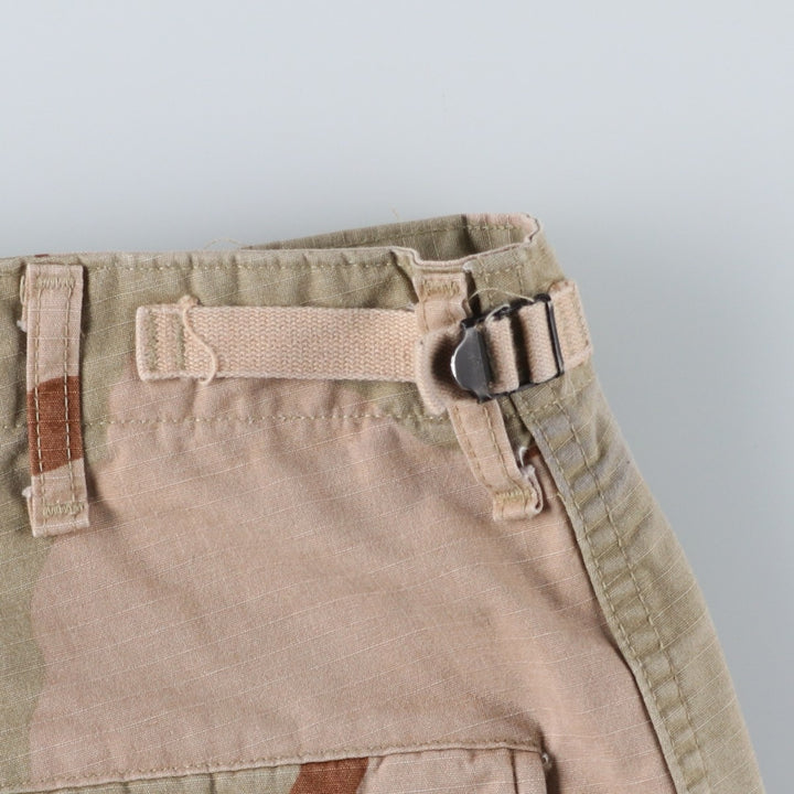 90'S US Military Camouflage Pattern 3C Desert Camo Ripstop Military Cargo Combat Pants, Made in USA, Men's Size W30 Nylon Khaki type Vintage Second Hand