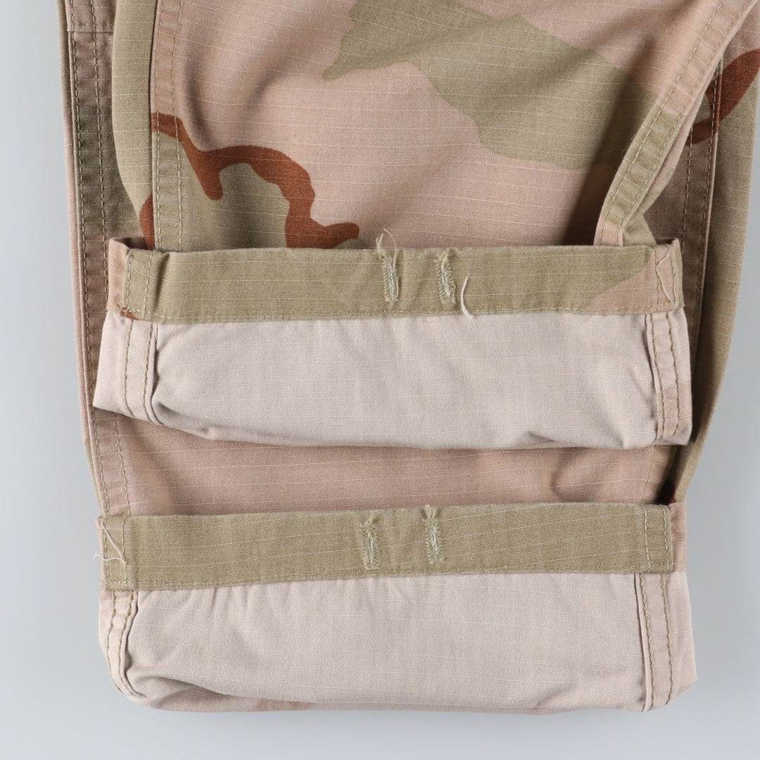 90'S US Military Camouflage Pattern 3C Desert Camo Ripstop Military Cargo Combat Pants, Made in USA, Men's Size W30 Nylon Khaki type Vintage Second Hand