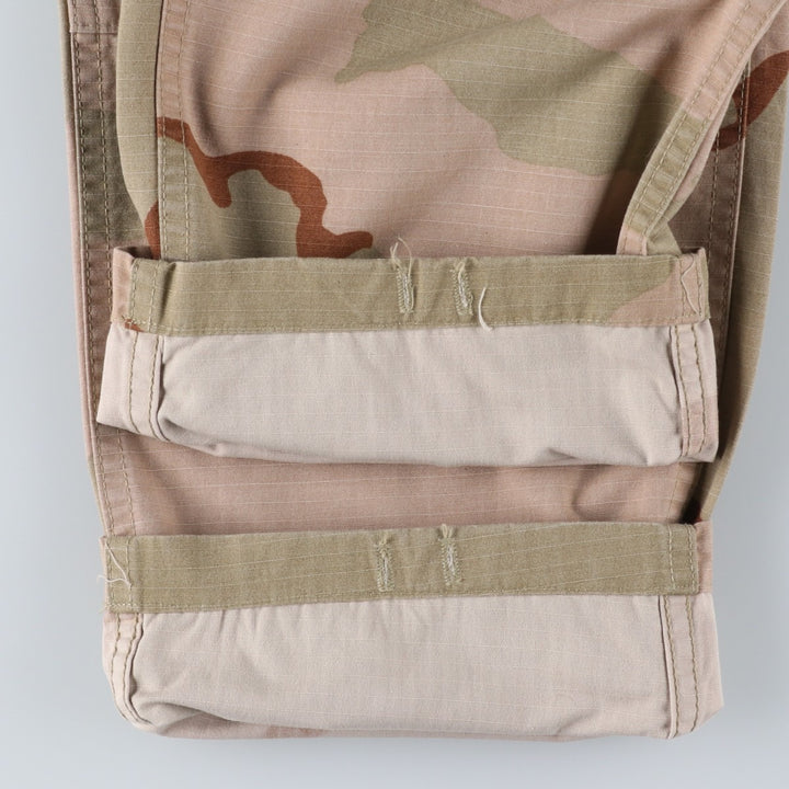 90'S US Military Camouflage Pattern 3C Desert Camo Ripstop Military Cargo Combat Pants, Made in USA, Men's Size W30 Nylon Khaki type Vintage Second Hand
