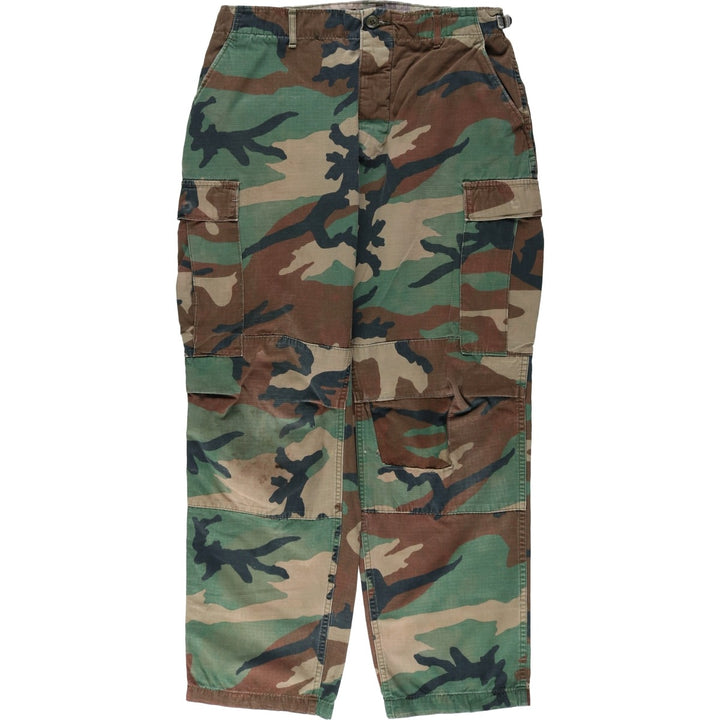 Authentic 1980'S US Military Camouflage Woodland Camo Ripstop Military Cargo Pants, Combat Pants, Made in USA, Men's, Size W31 cotton Khaki type sage green Vintage Second Hand