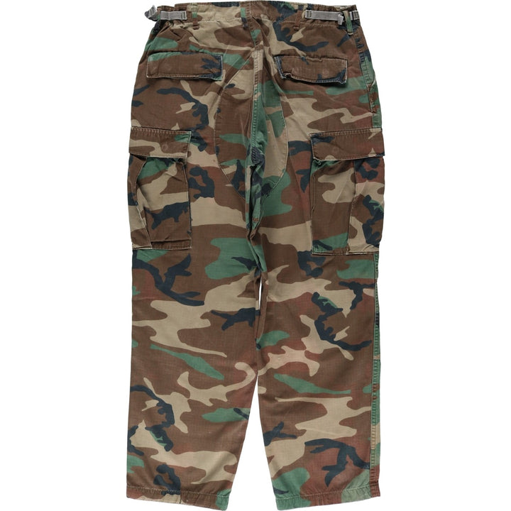 Authentic 1980'S US Military Camouflage Woodland Camo Ripstop Military Cargo Pants, Combat Pants, Made in USA, Men's, Size W31 cotton Khaki type sage green Vintage Second Hand