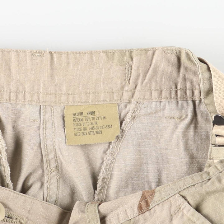 Authentic 2000'S US Military Camouflage Pattern 3C Desert Camo Ripstop Military Cargo Combat Pants, Made in USA, Medium-Short Nylon Beige type Vintage Second Hand