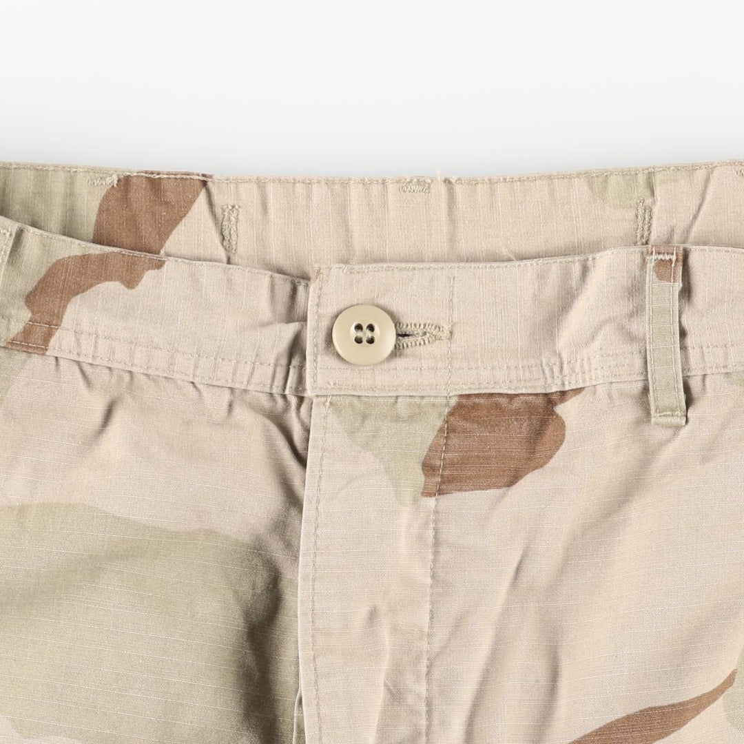 Authentic 2000'S US Military Camouflage Pattern 3C Desert Camo Ripstop Military Cargo Combat Pants, Made in USA, Medium-Short Nylon Beige type Vintage Second Hand