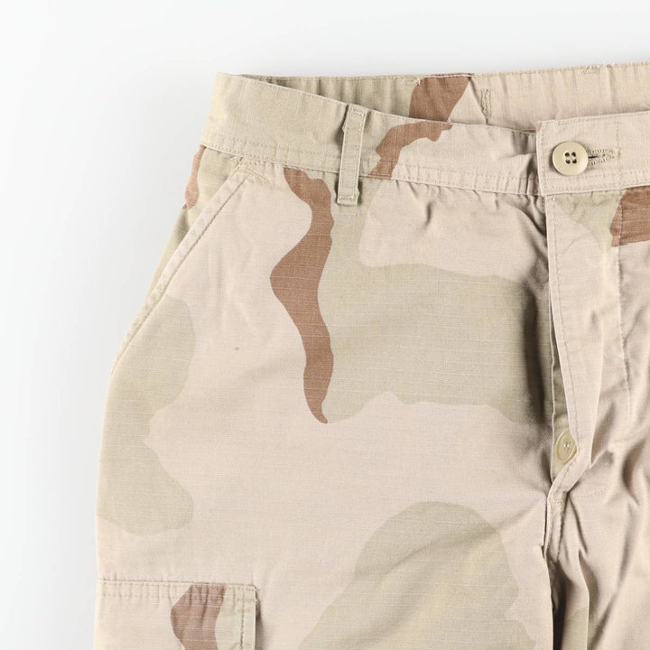 Authentic 2000'S US Military Camouflage Pattern 3C Desert Camo Ripstop Military Cargo Combat Pants, Made in USA, Medium-Short Nylon Beige type Vintage Second Hand