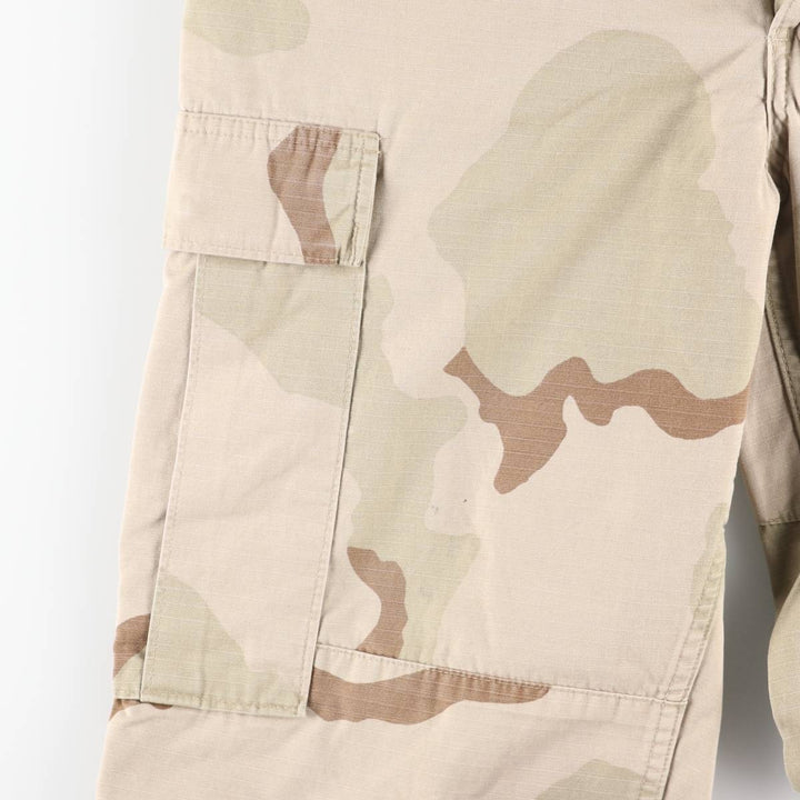 Authentic 2000'S US Military Camouflage Pattern 3C Desert Camo Ripstop Military Cargo Combat Pants, Made in USA, Medium-Short Nylon Beige type Vintage Second Hand
