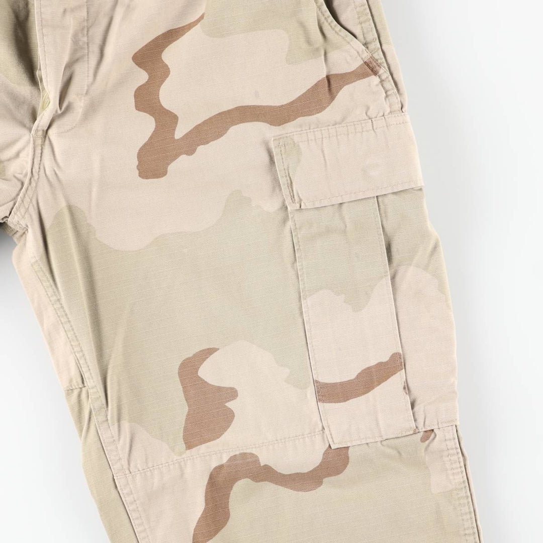 Authentic 2000'S US Military Camouflage Pattern 3C Desert Camo Ripstop Military Cargo Combat Pants, Made in USA, Medium-Short Nylon Beige type Vintage Second Hand