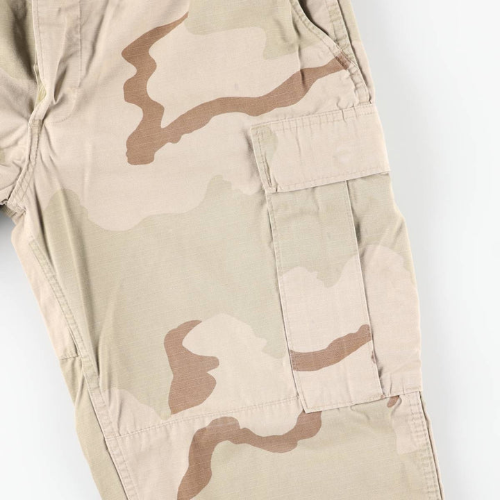 Authentic 2000'S US Military Camouflage Pattern 3C Desert Camo Ripstop Military Cargo Combat Pants, Made in USA, Medium-Short Nylon Beige type Vintage Second Hand