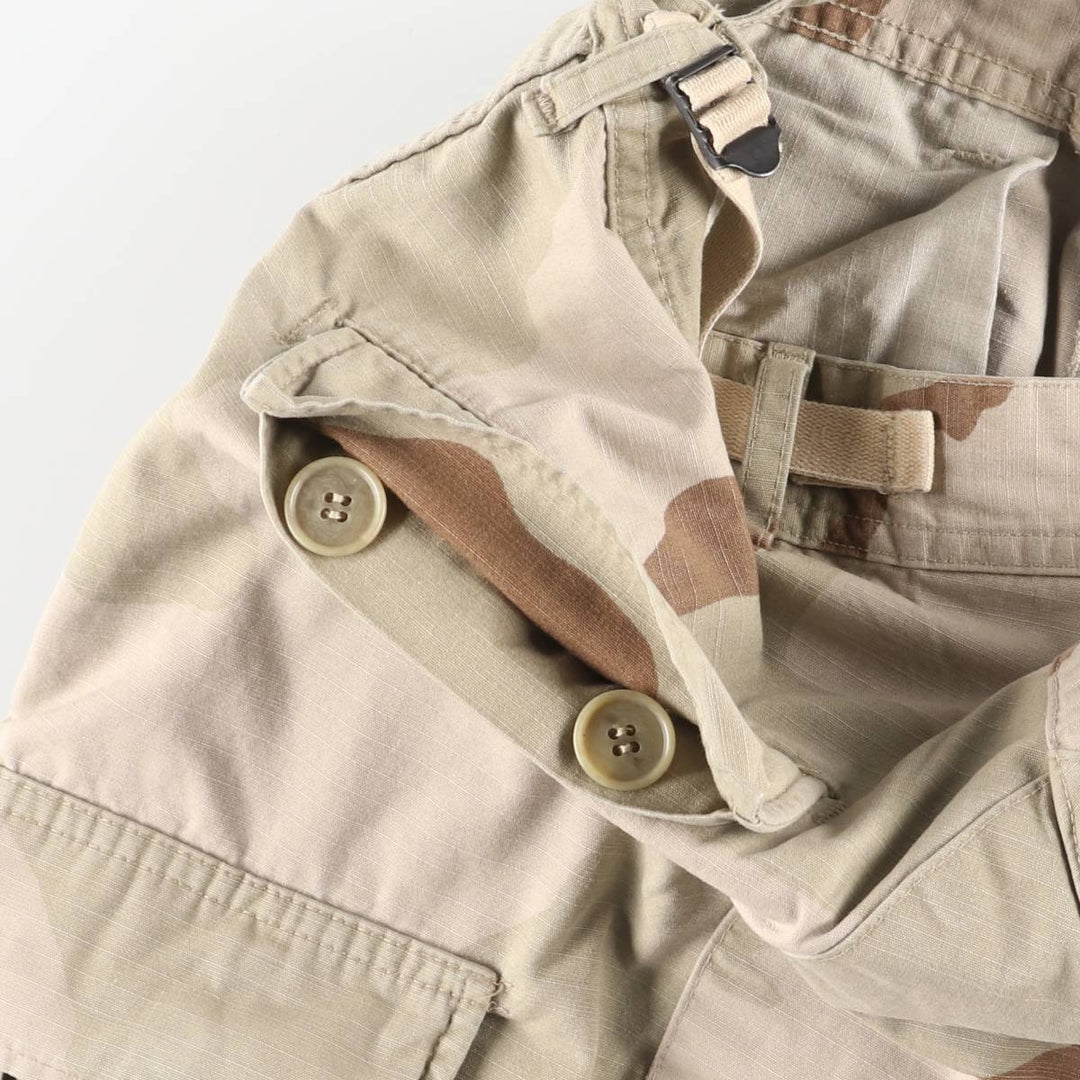 Authentic 2000'S US Military Camouflage Pattern 3C Desert Camo Ripstop Military Cargo Combat Pants, Made in USA, Medium-Short Nylon Beige type Vintage Second Hand