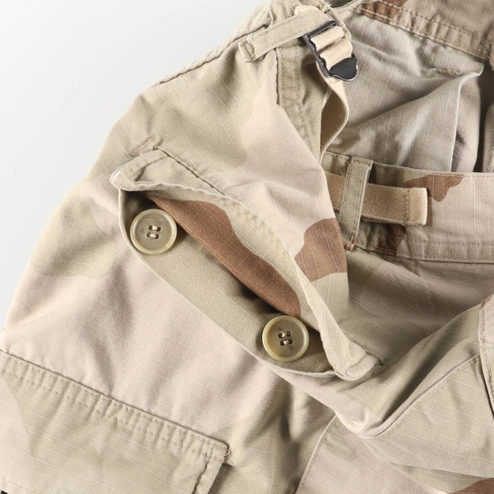Authentic 2000'S US Military Camouflage Pattern 3C Desert Camo Ripstop Military Cargo Combat Pants, Made in USA, Medium-Short Nylon Beige type Vintage Second Hand