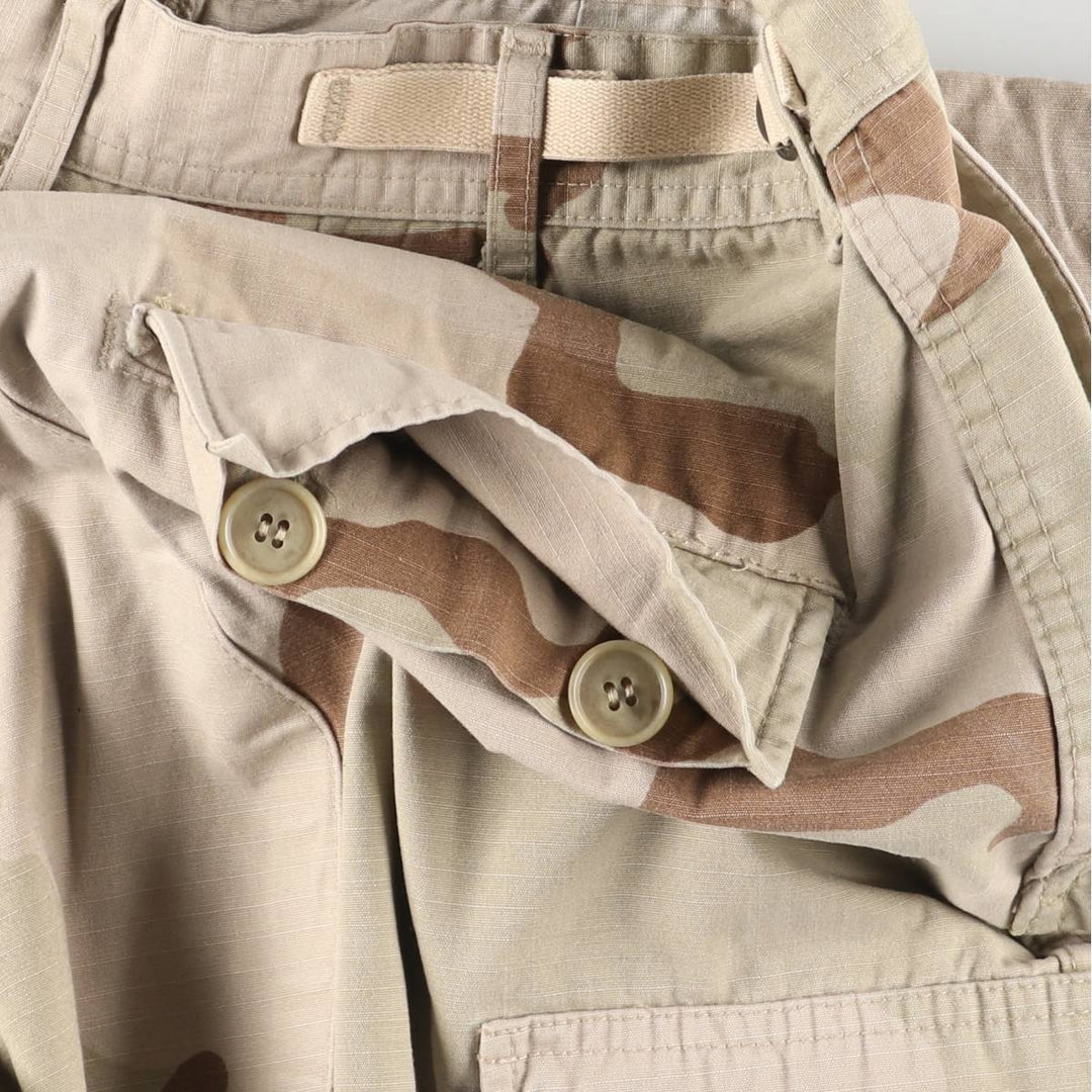 Authentic 2000'S US Military Camouflage Pattern 3C Desert Camo Ripstop Military Cargo Combat Pants, Made in USA, Medium-Short Nylon Beige type Vintage Second Hand