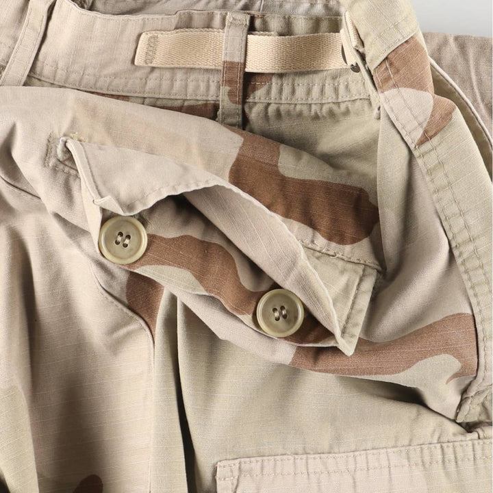 Authentic 2000'S US Military Camouflage Pattern 3C Desert Camo Ripstop Military Cargo Combat Pants, Made in USA, Medium-Short Nylon Beige type Vintage Second Hand
