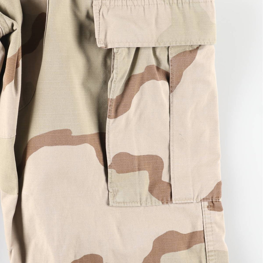 Authentic 2000'S US Military Camouflage Pattern 3C Desert Camo Ripstop Military Cargo Combat Pants, Made in USA, Medium-Short Nylon Beige type Vintage Second Hand