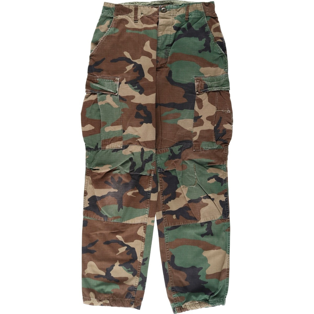 Authentic 1980'S US Military Camouflage Woodland Camo Ripstop Military Cargo Pants, Made in USA, Men's, Size W29 cotton Khaki type sage green Vintage Second Hand