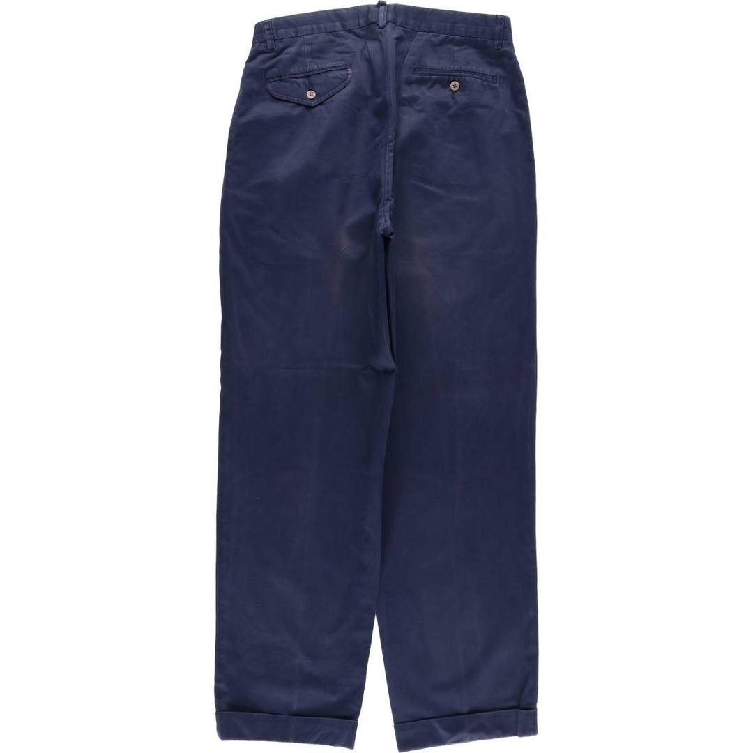 Ralph Lauren POLO by Ralph Lauren Two-pleat Chino Pants for Men, W32 equivalent cotton navy blue type Vintage Second Hand