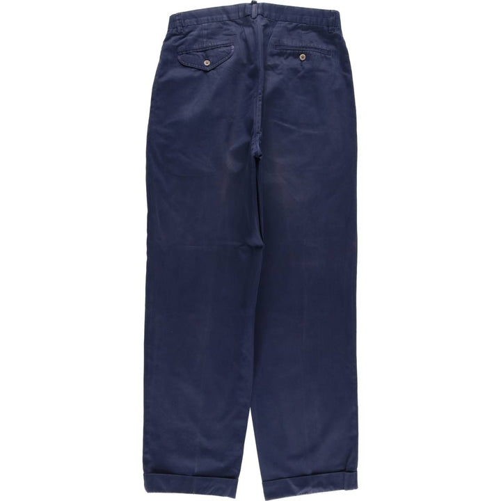 Ralph Lauren POLO by Ralph Lauren Two-pleat Chino Pants for Men, W32 equivalent cotton navy blue type Vintage Second Hand