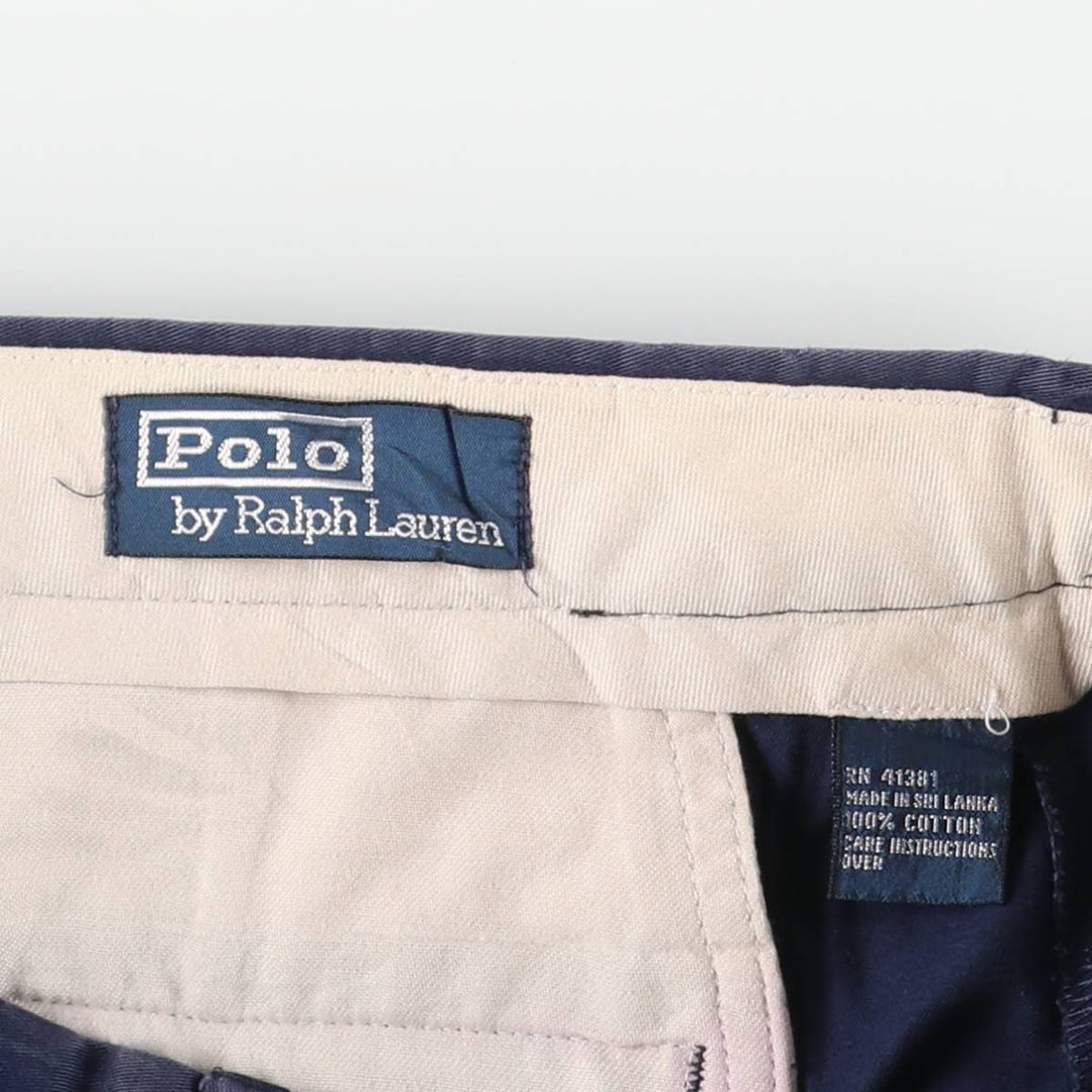 Ralph Lauren POLO by Ralph Lauren Two-pleat Chino Pants for Men, W32 equivalent cotton navy blue type Vintage Second Hand