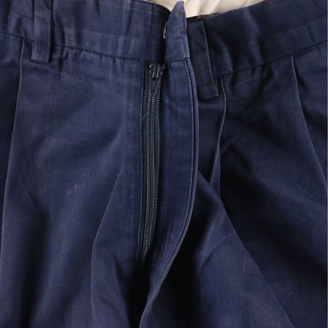 Ralph Lauren POLO by Ralph Lauren Two-pleat Chino Pants for Men, W32 equivalent cotton navy blue type Vintage Second Hand