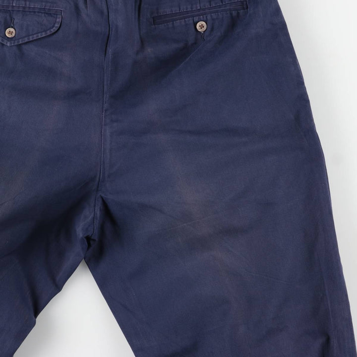 Ralph Lauren POLO by Ralph Lauren Two-pleat Chino Pants for Men, W32 equivalent cotton navy blue type Vintage Second Hand