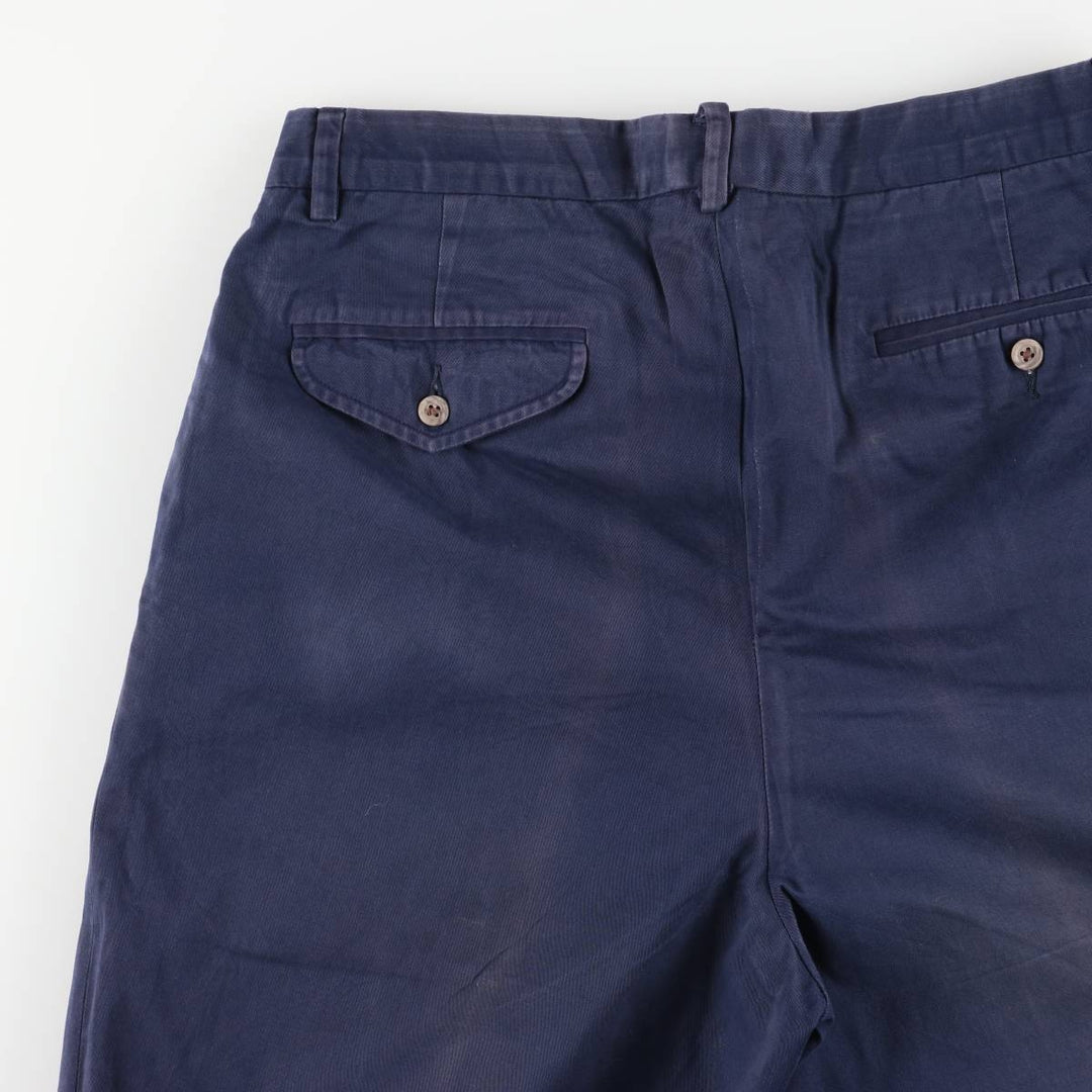 Ralph Lauren POLO by Ralph Lauren Two-pleat Chino Pants for Men, W32 equivalent cotton navy blue type Vintage Second Hand