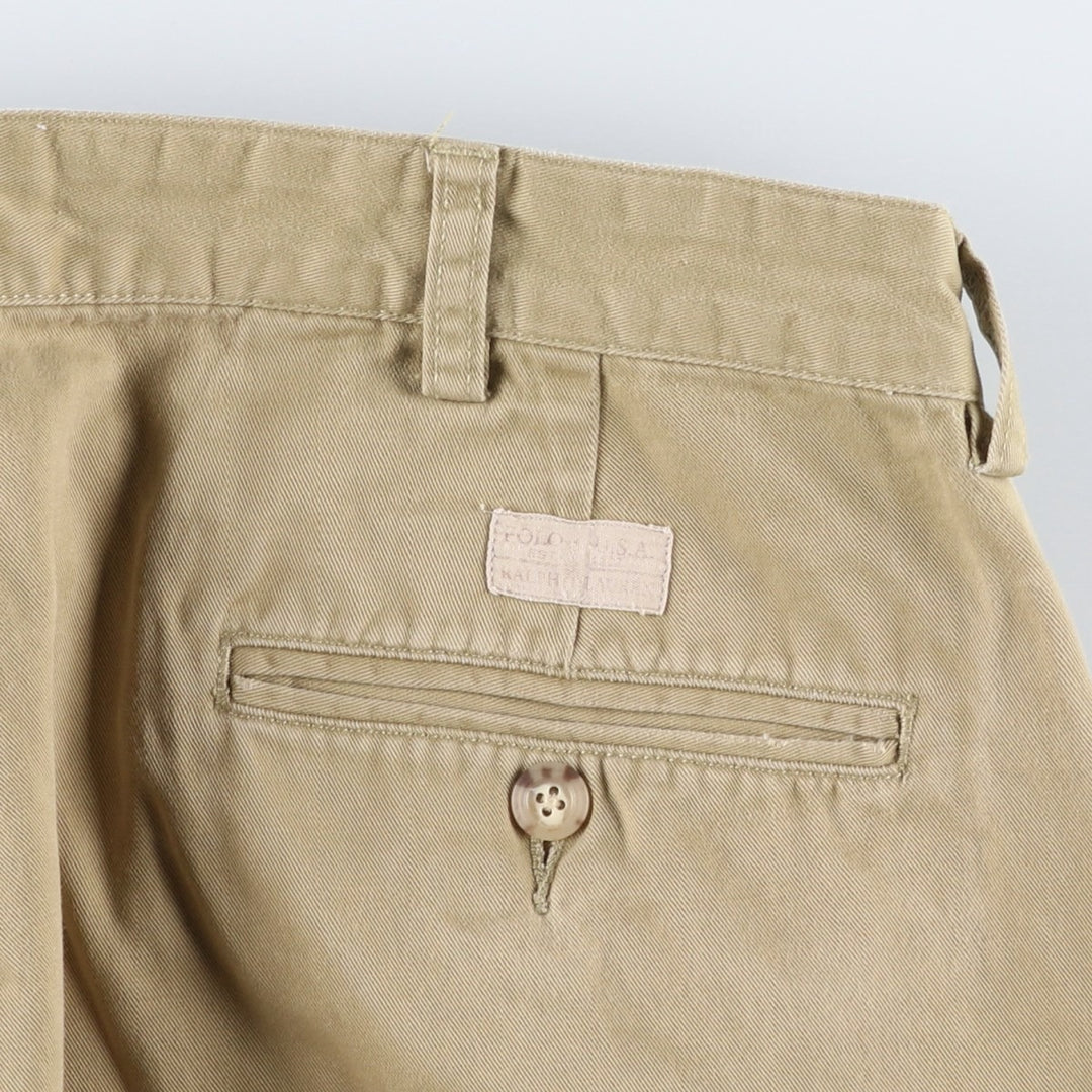 Ralph Lauren POLO by Ralph Lauren Two-pleat Chino Pants for Men, W34 equivalent cotton Beige type Vintage Second Hand