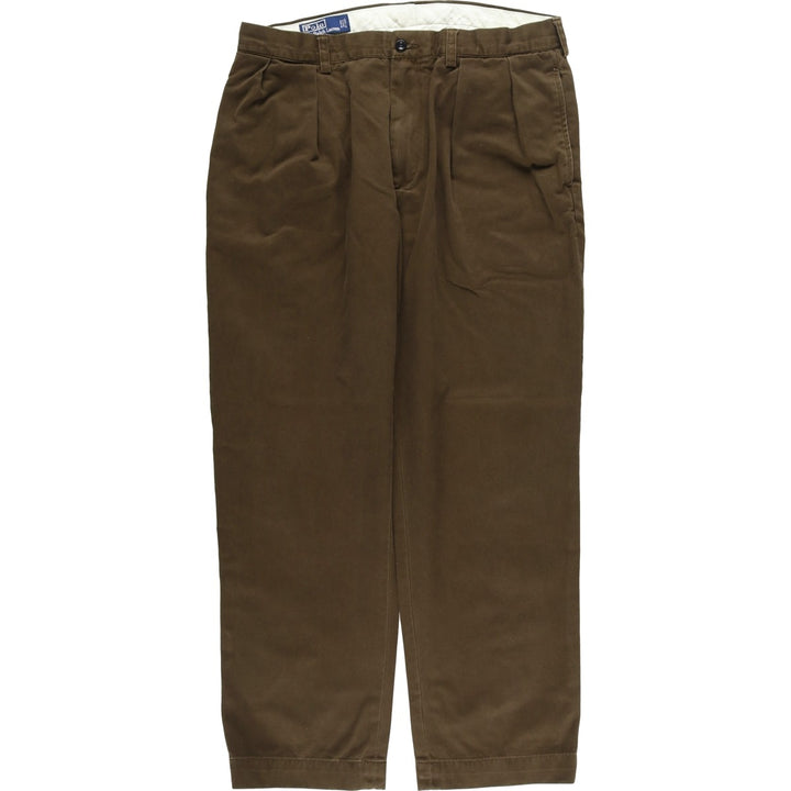 Ralph Lauren POLO by Ralph Lauren Two-pleat Chino Pants for Men, W35 cotton brown type Vintage Second Hand