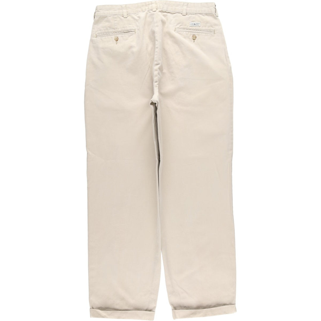 Ralph Lauren Polo Ralph Lauren Two-pleat Chino Pants for Men, W34 equivalent cotton Beige type Vintage Second Hand