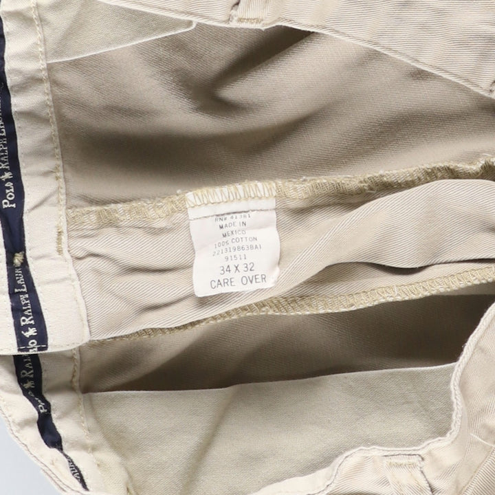 Ralph Lauren Polo Ralph Lauren Two-pleat Chino Pants for Men, W34 equivalent cotton Beige type Vintage Second Hand