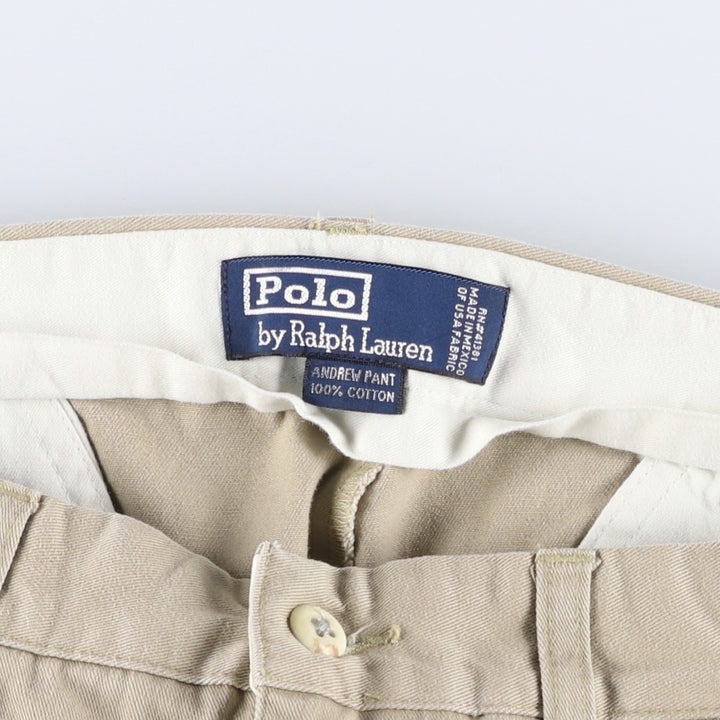 Ralph Lauren POLO by Ralph Lauren ANDREW PANT Two-pleat chino pants for men, equivalent to W34 cotton Beige type Vintage Second Hand