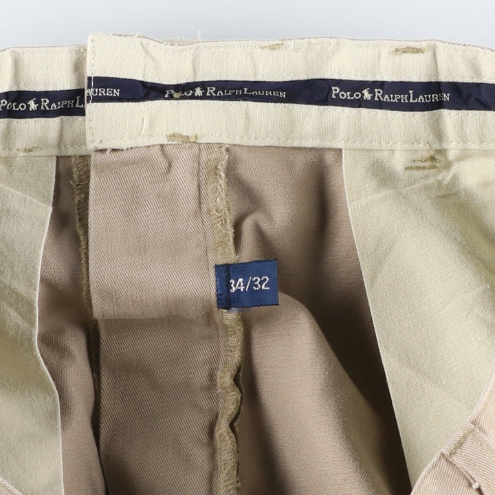 Ralph Lauren Polo Ralph Lauren Two-pleat Chino Pants for Men, W34 equivalent cotton Beige type Vintage Second Hand