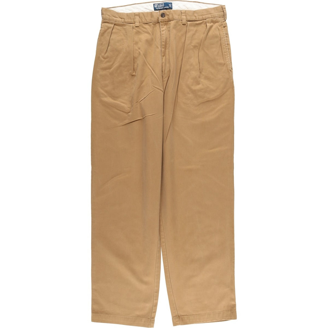 Ralph Lauren POLO by Ralph Lauren ANDREW PANT Two-pleat chino pants for men, equivalent to W34 cotton brown type Vintage Second Hand