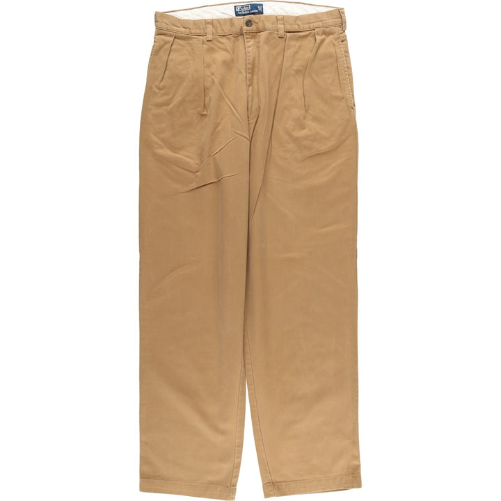 Ralph Lauren POLO by Ralph Lauren ANDREW PANT Two-pleat chino pants for men, equivalent to W34 cotton brown type Vintage Second Hand