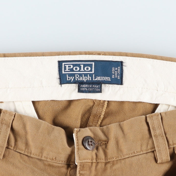 Ralph Lauren POLO by Ralph Lauren ANDREW PANT Two-pleat chino pants for men, equivalent to W34 cotton brown type Vintage Second Hand