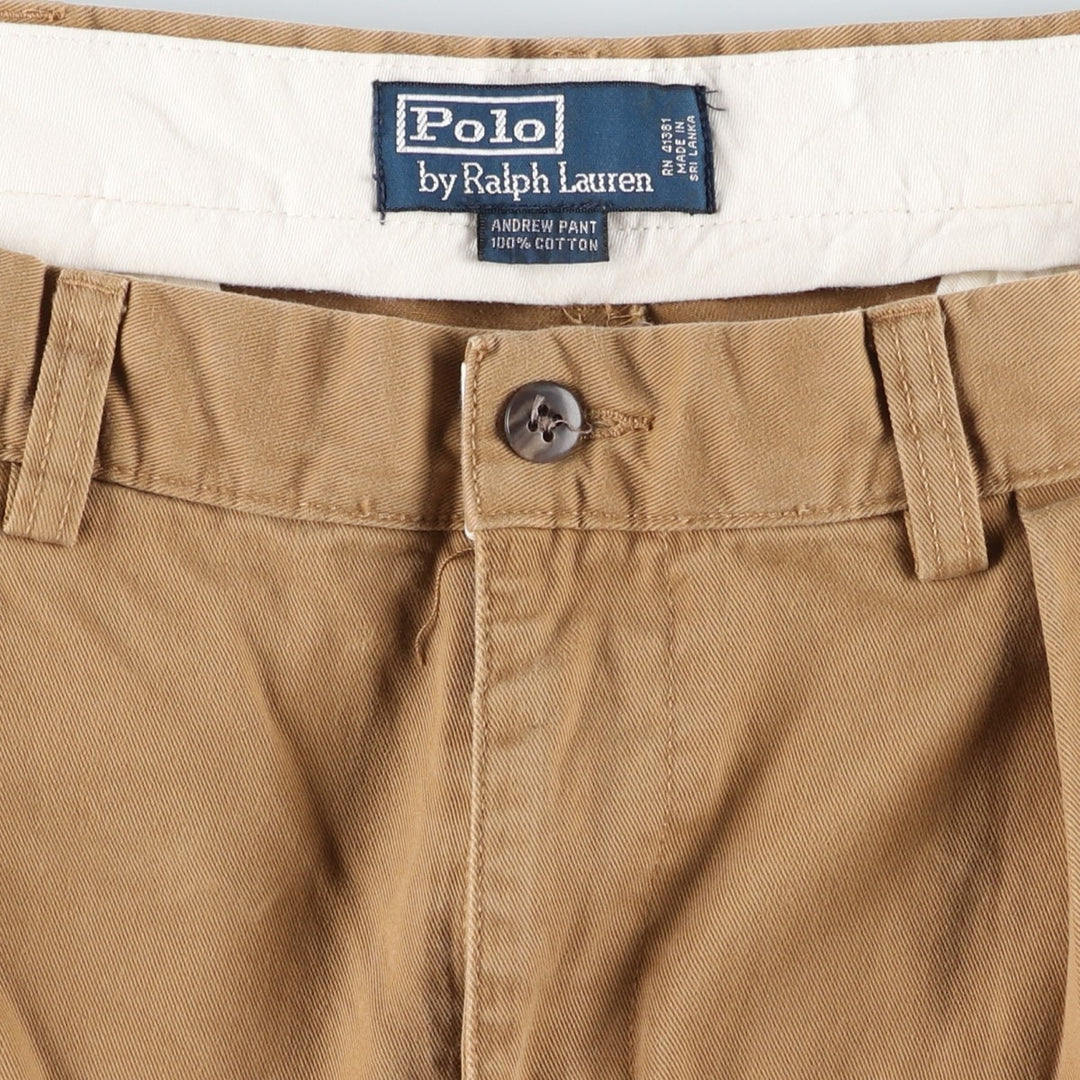 Ralph Lauren POLO by Ralph Lauren ANDREW PANT Two-pleat chino pants for men, equivalent to W34 cotton brown type Vintage Second Hand