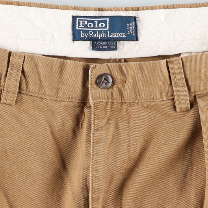 Ralph Lauren POLO by Ralph Lauren ANDREW PANT Two-pleat chino pants for men, equivalent to W34 cotton brown type Vintage Second Hand
