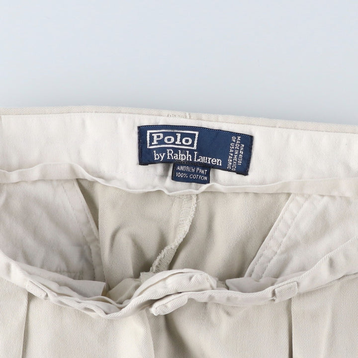 Ralph Lauren POLO by Ralph Lauren ANDREW PANT Two-pleat chino pants for men, W30 equivalent cotton Beige type Vintage Second Hand