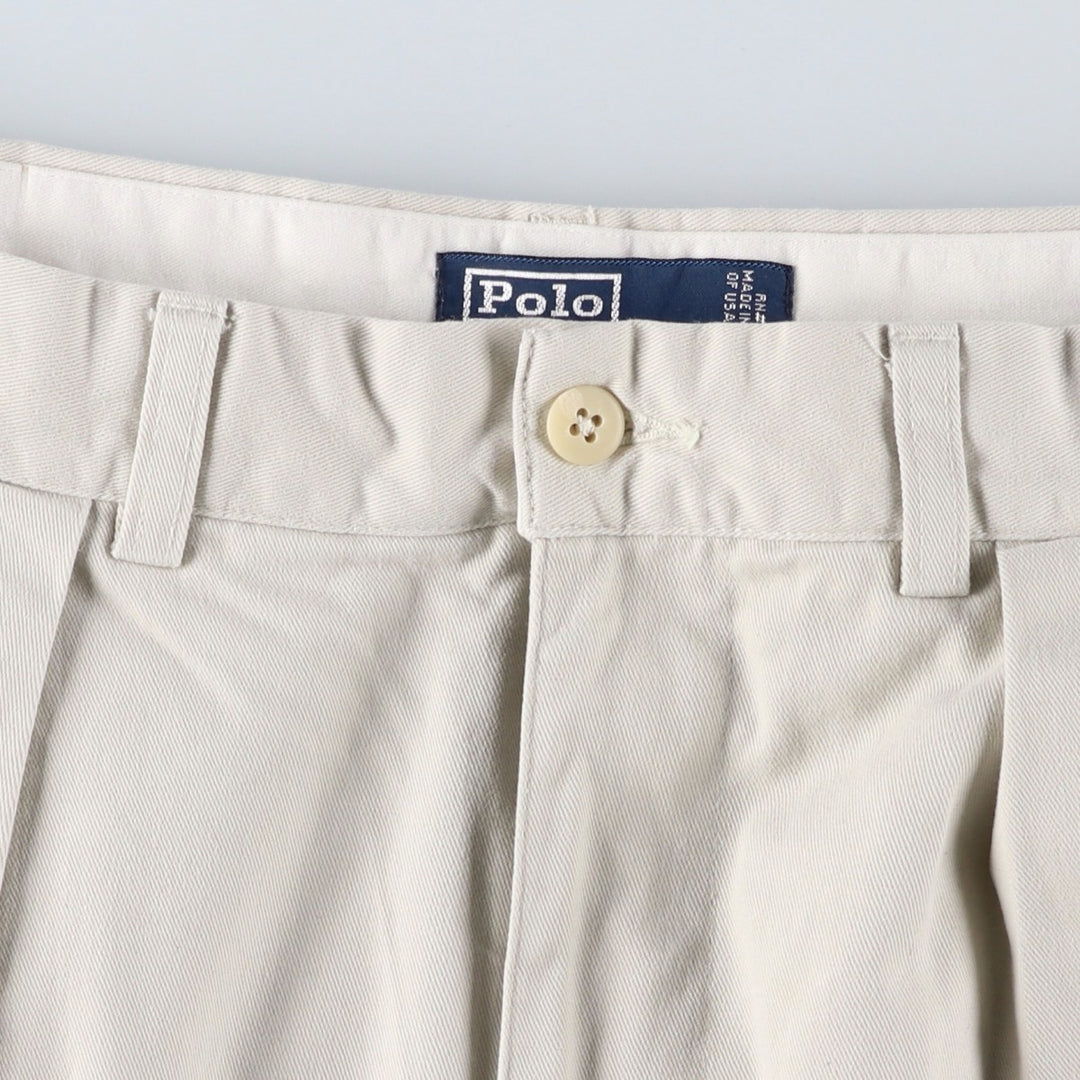 Ralph Lauren POLO by Ralph Lauren ANDREW PANT Two-pleat chino pants for men, W30 equivalent cotton Beige type Vintage Second Hand