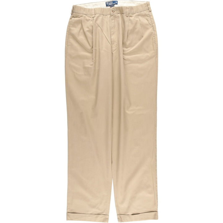 Ralph Lauren POLO by Ralph Lauren HAMMOND PANT, two-pleat chino pants, men's, w34 equivalent cotton Beige type Vintage Second Hand