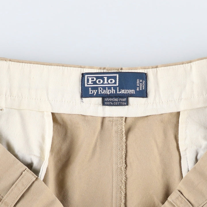 Ralph Lauren POLO by Ralph Lauren HAMMOND PANT, two-pleat chino pants, men's, w34 equivalent cotton Beige type Vintage Second Hand