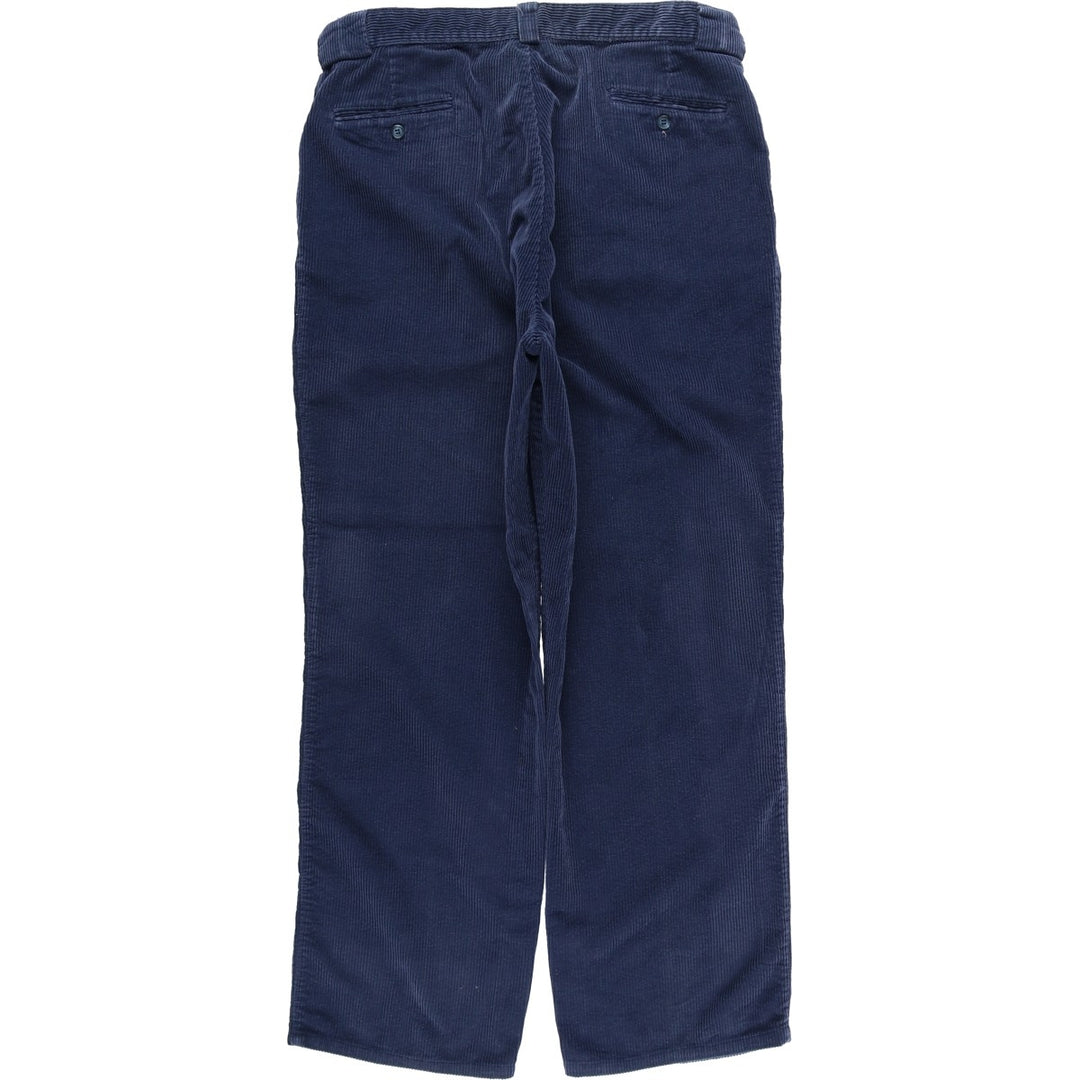 90'S Lands' End Two-pleat Corduroy Pants, Men's, Vintage, Size W34 cotton navy blue type Vintage Second Hand