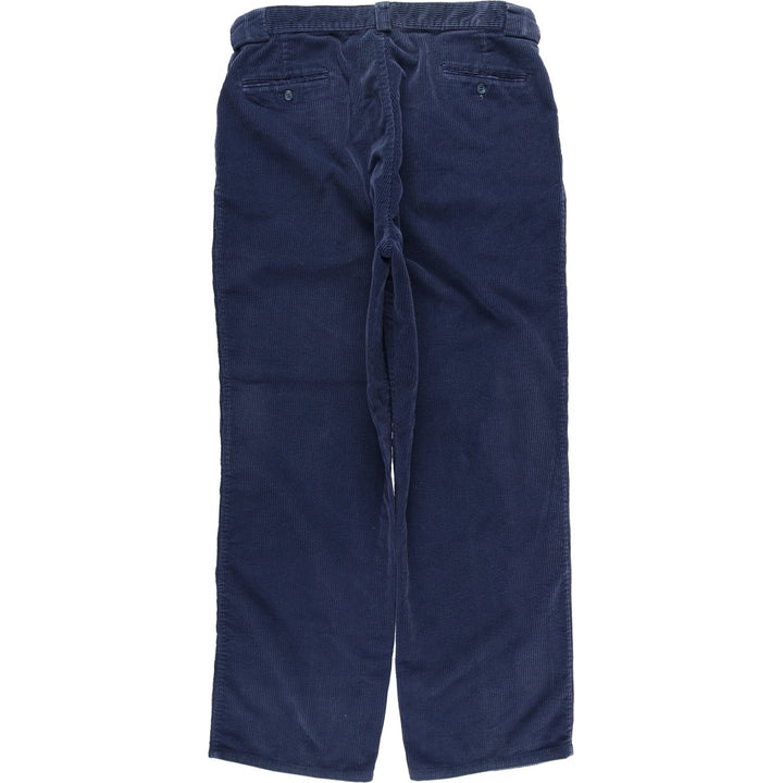90'S Lands' End Two-pleat Corduroy Pants, Men's, Vintage, Size W34 cotton navy blue type Vintage Second Hand