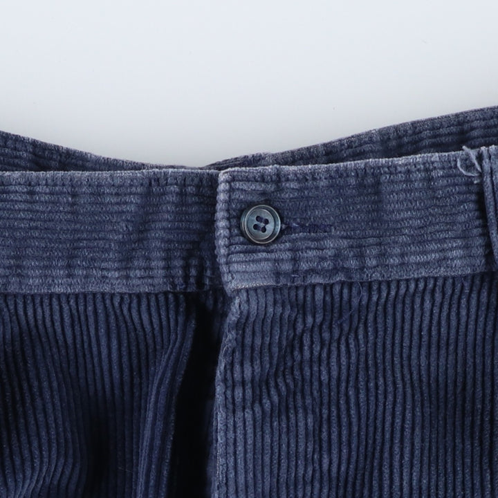 90'S Lands' End Two-pleat Corduroy Pants, Men's, Vintage, Size W34 cotton navy blue type Vintage Second Hand
