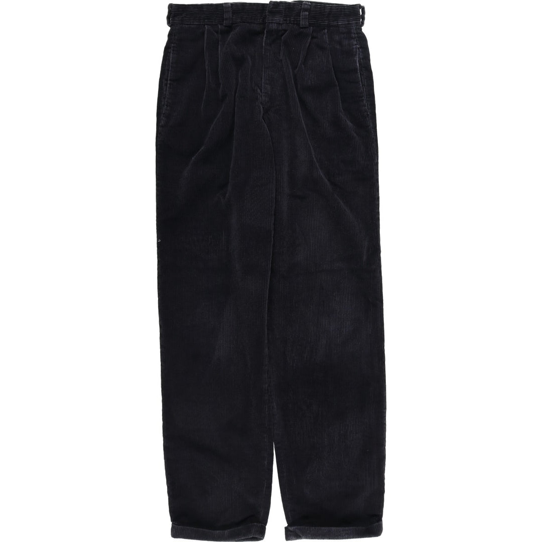 90s-00'S GREATLAND Two-pleat Corduroy Pants, Made in USA, Men's, Size W31, Vintage unclear black type Vintage Second Hand