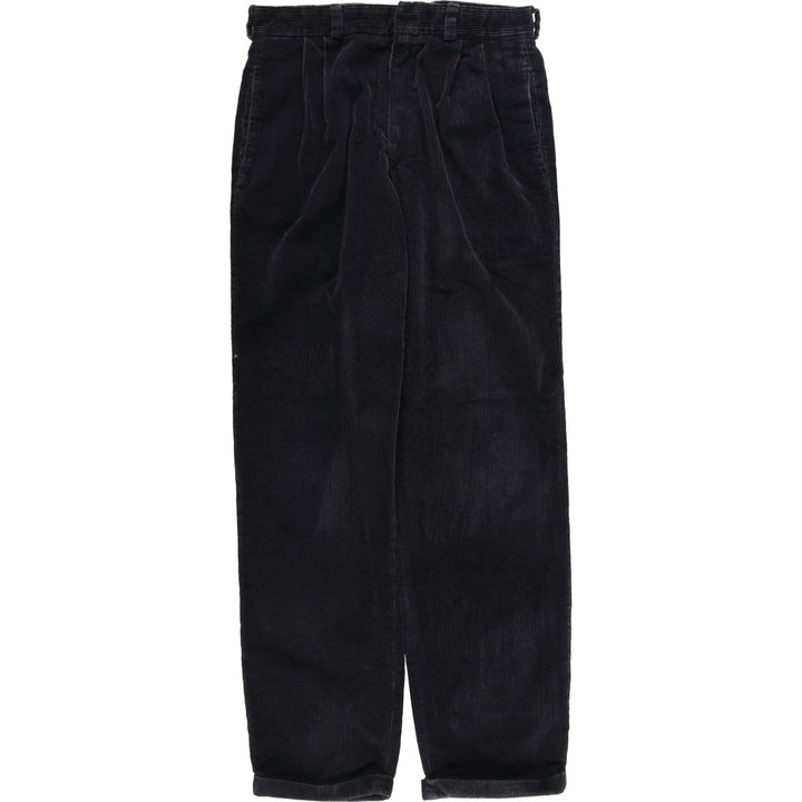 90s-00'S GREATLAND Two-pleat Corduroy Pants, Made in USA, Men's, Size W31, Vintage unclear black type Vintage Second Hand