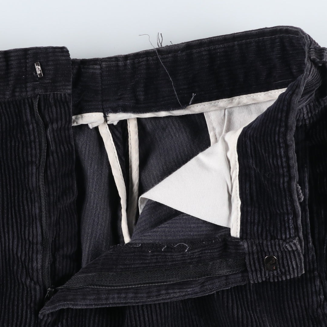 90s-00'S GREATLAND Two-pleat Corduroy Pants, Made in USA, Men's, Size W31, Vintage unclear black type Vintage Second Hand