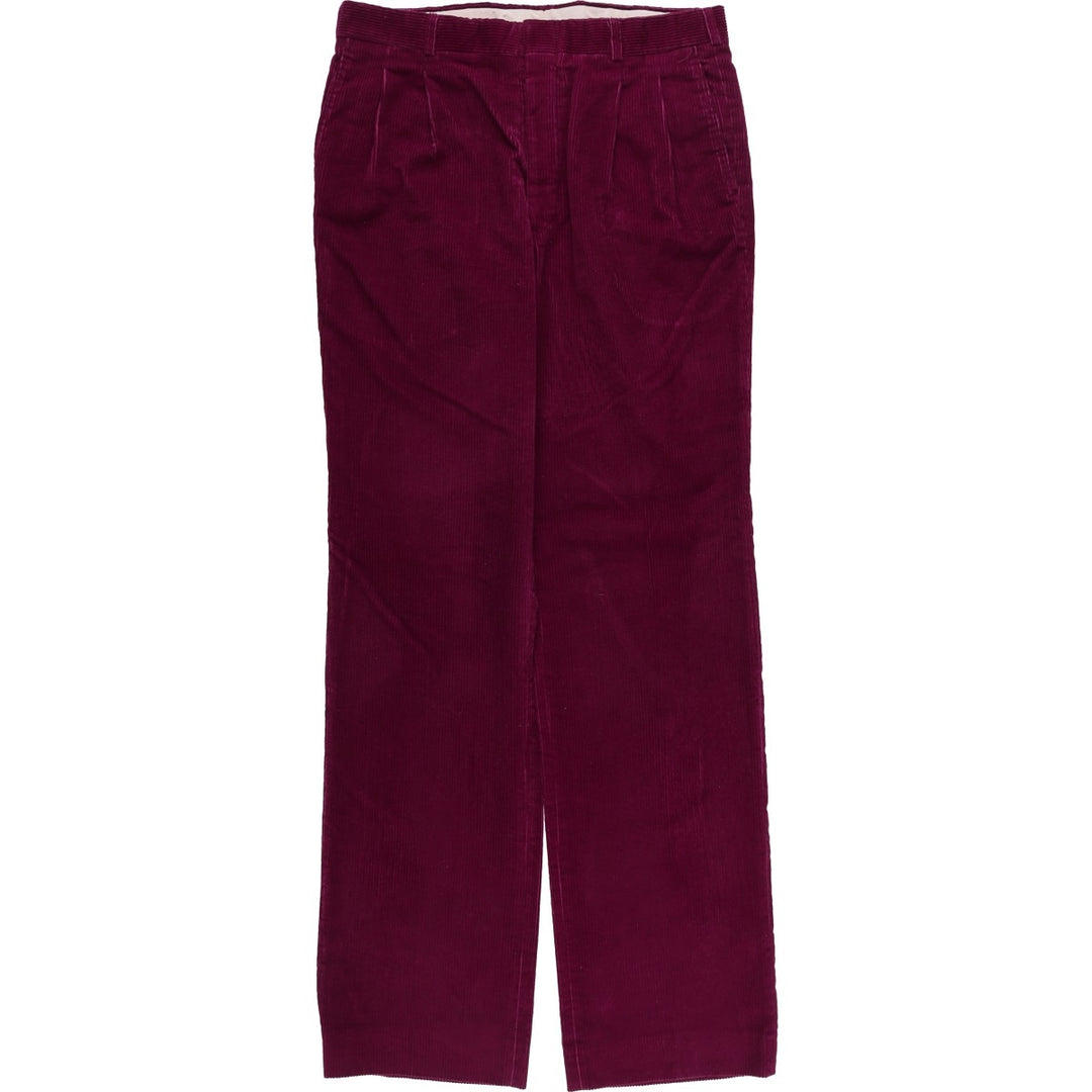 Vintage 80s-90'S Lands'End Two-pleat Corduroy Pants, Made in USA, Men's, Size W34 cotton purple type Vintage Second Hand