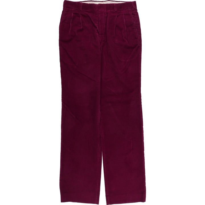 Vintage 80s-90'S Lands'End Two-pleat Corduroy Pants, Made in USA, Men's, Size W34 cotton purple type Vintage Second Hand