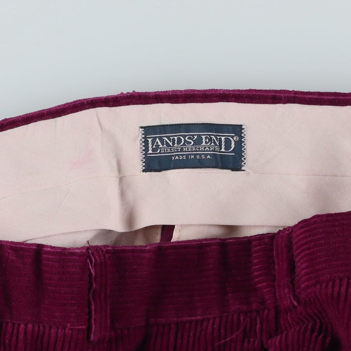 Vintage 80s-90'S Lands'End Two-pleat Corduroy Pants, Made in USA, Men's, Size W34 cotton purple type Vintage Second Hand